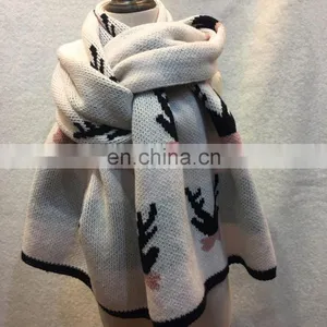 Christmas Little Antlers Korean Style Cute Knitting Jacquard Thick Warm Scarf thumbnail-4