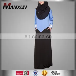 Cheap Price Malaysia Abaya Contrast Muslim Chiffon Women Kaftan 2017 thumbnail-1