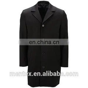 2016 Black Men's Wool Blend Classical and Slim Fit Long Overcoat thumbnail-1