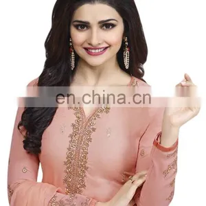 Party Wear Salwar Kameez With Patiala Pant / Palazzo Pant Style / Straight Cut Style Semi-Stitched Dress Material (salwar Kameez thumbnail-4