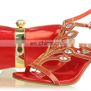 Top Quality Popular Red Low Heel Bridal Shoes thumbnail-1