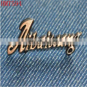 Custom Denim Zinc Alloy Zamak Metal Logo Label thumbnail-1