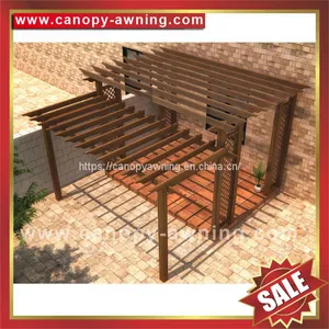 Prefabricated Outdoor Garden Park Wood Look Aluminium Alu Aluminum Metal Gazebo Grape Trellis Pergola Vine Grids Shelter Kits thumbnail-1