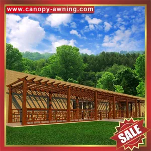 Outdoor Sunshade Wood Look Aluminium Alu Aluminum Metal Gazebo Grape Trellis Pergola Shelter Canopy Supplier thumbnail-4