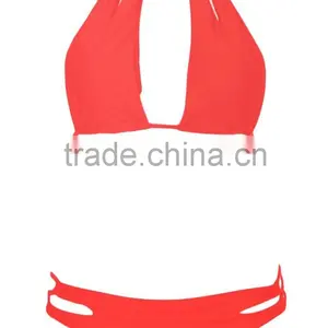 Sexy Ladies 2 Pieces Swimsuit Swimwear Bikini High Neck Cropped Bikini thumbnail-3
