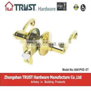 6481PVD-ET :ANSI Grade 3 Tubular Lever Door Lock With Brass Cylinder thumbnail-1