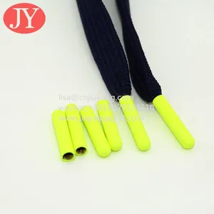 Rubber Coating Metal Drawstring Cord Ends Shoe String Metal Aglet With Flat Cotton Rope thumbnail-4