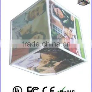 Pernanent Automatic Rotating Plastic Cube Photo Frame thumbnail-1