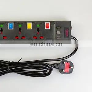 High Quality Black Power Socket 13A Outlet Power Electrical UK Standard Extension Socket Independent Switch With Usb Socket thumbnail-5