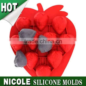 BC0001 Nicole Strawberry Wholesale Silicone Ice Cube Tray thumbnail-1