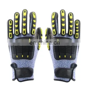 Heavy Duty Industrial TPR Anti Impact Leather Cut Resistant Oil Field Mechanic Safety Working Gloves For Men thumbnail-4
