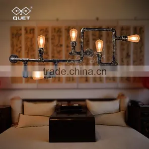 Simple Metal Water Pipe Industrial Vintage Style Edison Bulbs Light thumbnail-1