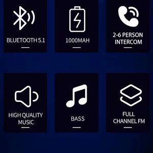 New Motorbike Helmet Group Intercom With FM Radio Music Sharing Headphone With LCD Screen Bluetooth Interphone thumbnail-4