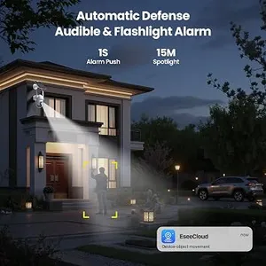 WiFi Solar Powered Security Camera 2K HD 360° Panoramic View IP66 Waterproof Outdoor Surveillance Camera System (4-Camera Kit) thumbnail-5