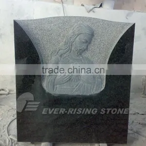 China Black Granite Headstones With Jesus Relief thumbnail-1
