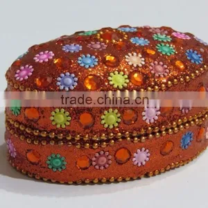 Handcrafted Trinket Oval Box Antique Jewelry thumbnail-4