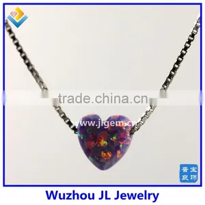 2015 New Product Synthetic Heart Opal Pendant With 925 Sterling Silver Chain Necklace thumbnail-4