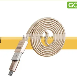 GOLF Micro Metal Flat Cable 2.1A Weave Noodle Fast Charge and Data Cable for Android Mobile Phone thumbnail-2