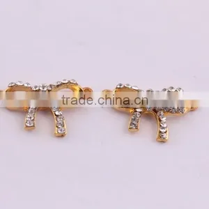 New Design Crystal Rhinestone Connector Charms ! Wholesale Bow Alloy Glitter Silver Connector for Bracelet Making!! thumbnail-1