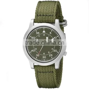 Classic Canvas Strap Watch Fabric Nylon Army Watch Japan Movt With Date Watch thumbnail-1