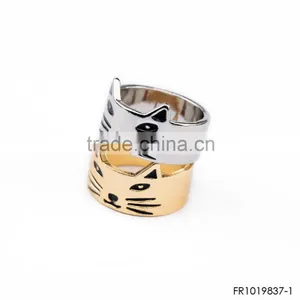 Gold or Silver Cute Cat Ring Fashion Simple Design Friendship Ring Set thumbnail-2