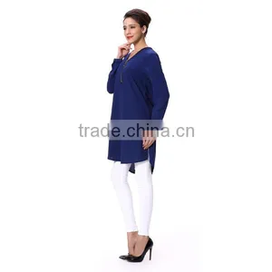India Style Chiffon Long Sleeve With Zip Long Tops thumbnail-3
