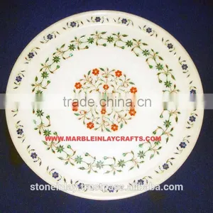 Round Marble Inlay Plate Antique Marble Inlay Plate thumbnail-1