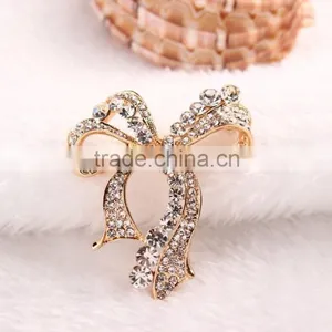Magnetic Big Bowknot Rhinestone Brooch For Wedding Decoration,Fashion Design Beaded Bow Brooch Pin thumbnail-4