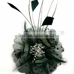 Fashion Flower Brooches With Feather for Custome X-527 thumbnail-1