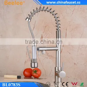 Beelee BL0783SN Single Handle Dual Spout Pull Out Sprayer Brushed Nickel Kitchen Faucet Quality Choice thumbnail-4