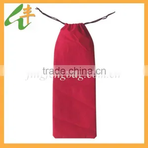 Red Plain Cheap Good Drawstring Gift Hessian Bag thumbnail-1