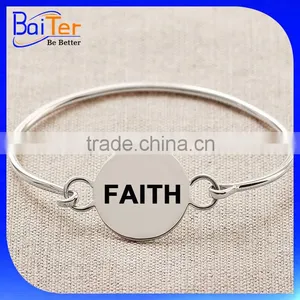 Hot Sale Personalize Stainless Steel 925 Sterling Silver Disc Bangles Bracelets Wholesale Quality Choice thumbnail-1