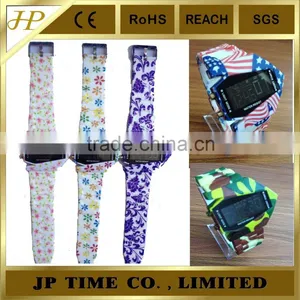 Custom Printed Logo Silicone Watches Led Flower Print Watch Strap Silicone Hot Watch thumbnail-1