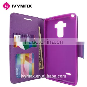 China Guangzhou Wholesale PU Leather Flip Folio Book Style Card Slots Kickstand Wallet Phone Case for LG G Stylo/ LS770/H634 thumbnail-3