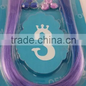 Promotional Gift Purple Wig With Velcro Hair Accessory Strands Set for Girls thumbnail-2