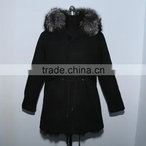 Wholesale Price Parka Jacket With Silver Fox Fur Hood and Lining for Women thumbnail-1