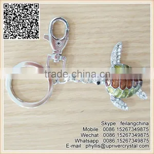Yellow Key Ring Brown Tortoise Small Keychain thumbnail-1