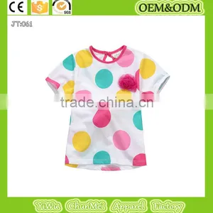 2015 New 100%cotton T-shirt Children's T-shirt Hot Seller Kids Clothing Custom Kids Plain Dot Neck t Shirt Girl T-shirt thumbnail-1