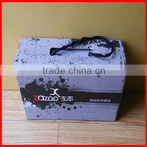 Good Design CMYK Printing Corrugated Shoes Packaging Box Wholesale Handle thumbnail-3