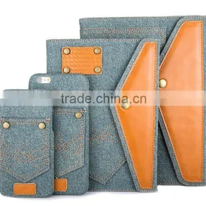 Fashion Jeans Cloth Leather Tablet Case Mobile Phone Case for Apple IPhone/ IPad Air/iPad 5 thumbnail-1