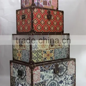 Vintage Decorative Wooden Storage Trunk Box thumbnail-1