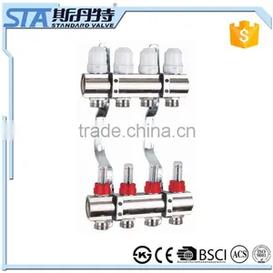 ART.5006 Wholesale Forged CW617n Material Central Underfloor Heating System Brass Manifold Accessories Flow Meter Manifold thumbnail-1