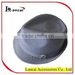 2016 Wholesale Navy and White Stripe Mens' Trilby Hat thumbnail-1