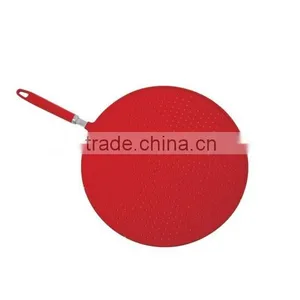 Food Grade Silicone Spill Stopper, Splatter Guards, 13.5" Silicone Splatter Screen. Color Red thumbnail-1