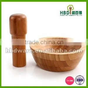Best Selling Premium Fashion Bamboo Wooden Mortar and Pestle Set thumbnail-2