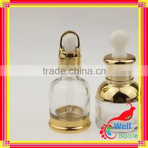Shoulder Glass Dropper Beard Oil Bottle Gold Lid Withe Rubber GSB-0012R thumbnail-1