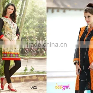Large Indian Women Desinger Kurta Cotton Embroidered Kurti Bollywood Top Tunic thumbnail-6
