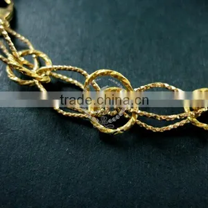 19cm Raw Brass Faceted Rhombic Link Fashion DIY Bracelet Supplies 1900083 thumbnail-3