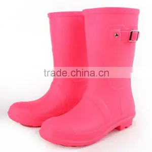 Colourful Buckle Clear Pvc Cheap Plastic Rain Boots for Women thumbnail-3