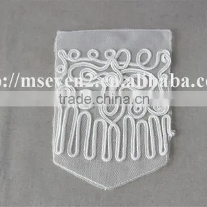 2016 Newest Design 100% Polyester White Color Lace Fabric Embroidery Trim Patch for Clothing Shoulder thumbnail-2